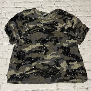 Camo sequin box tee